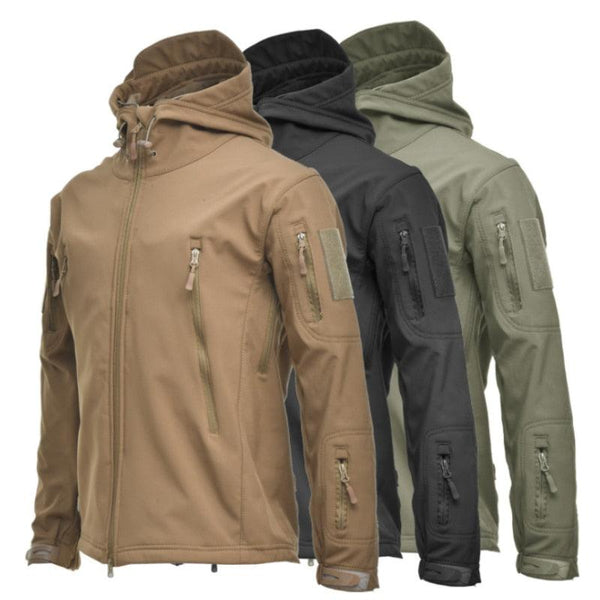 Men’s Plus Size Camouflage Waterproof Windbreaker Hooded Tactical Jacket