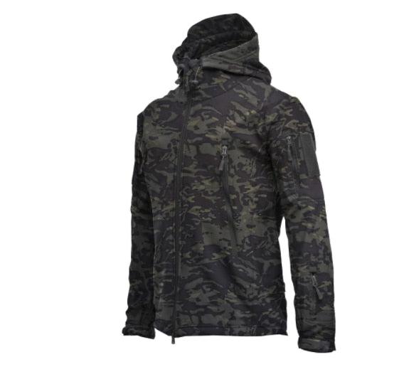 Men’s Plus Size Camouflage Waterproof Windbreaker Hooded Tactical Jacket